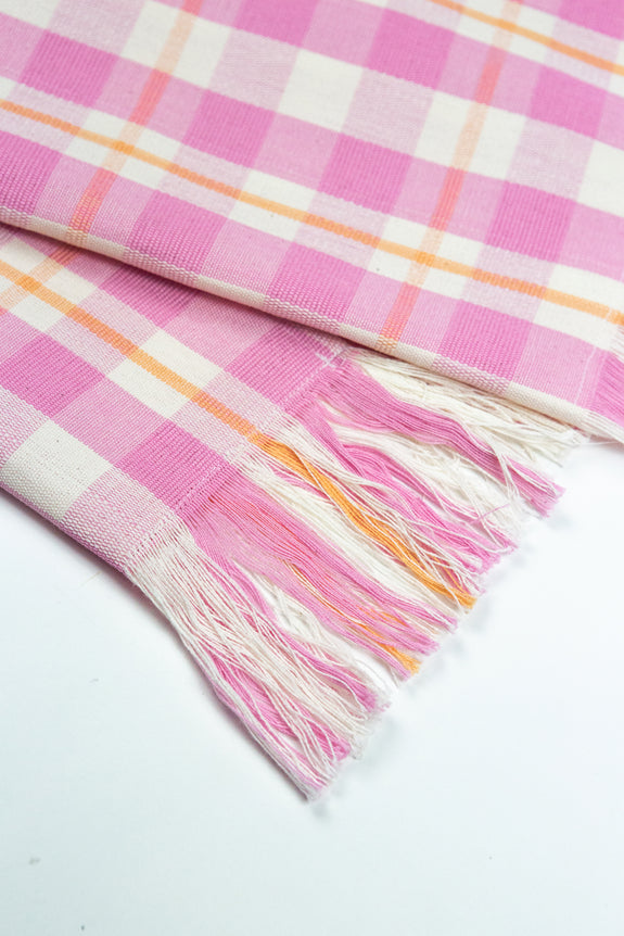 Backordered: Abigail Plaid Kitchen Towel in Bubblegum and Peach