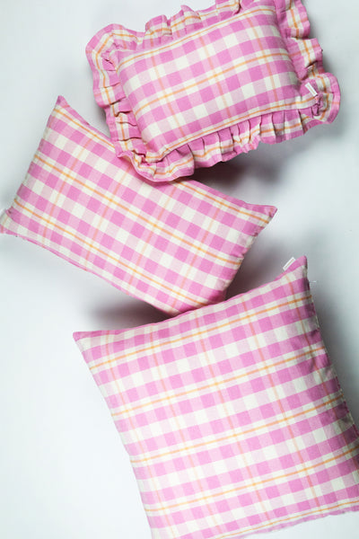 Abigail Bubblegum Pink Plaid Pillow