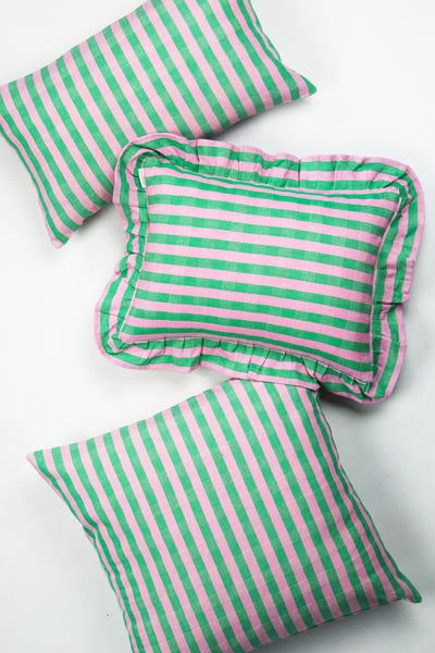 Flora Stripe Ruffle Pillow