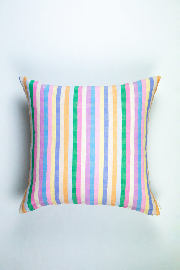 Maxine Ruffle Rainbow Stripe Pillow