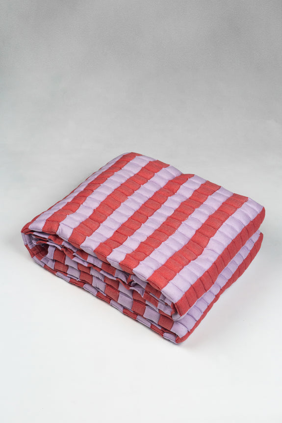 Quilted Sujani Throw Blanket - Soft Lilac and Red