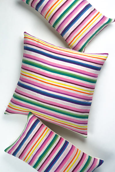 Vintage 70s Rainbow Striped Pillow