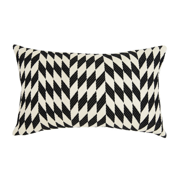 Made to order: Almolonga Diamond Pillow - Black &amp; Natural White -  12" x 20"