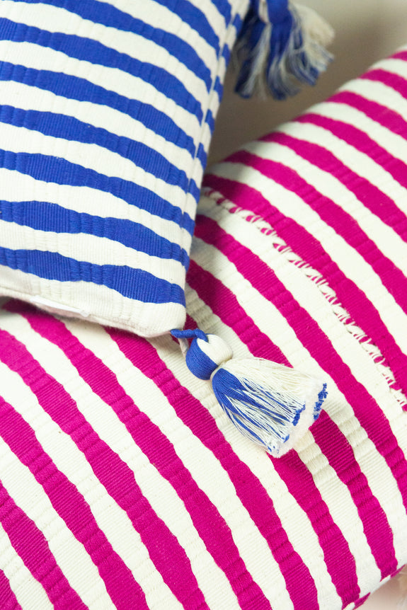 Antigua Pillow - Medium Blue Stripe
