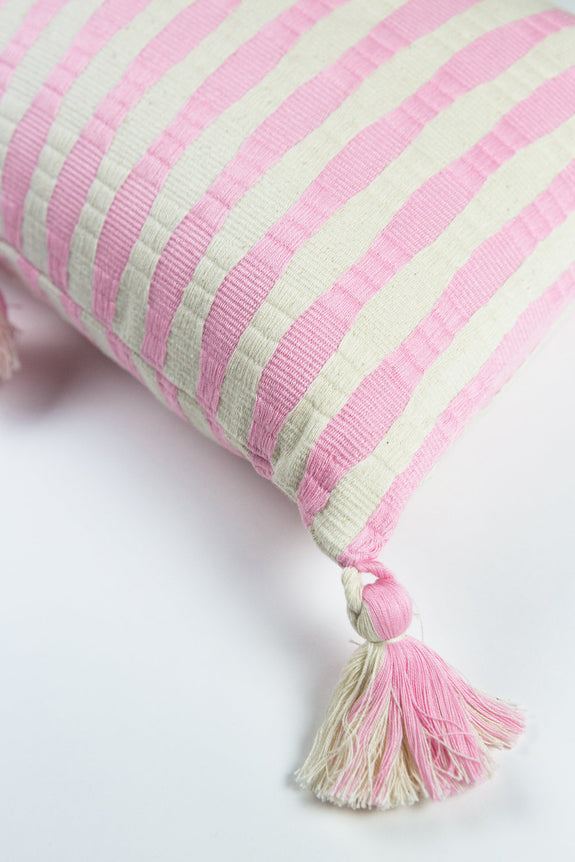 Antigua Pillow - Baby Pink Stripe