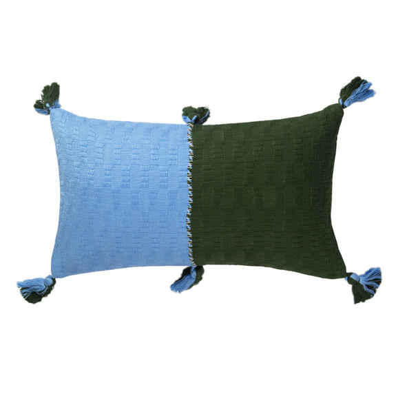 Backordered: Antigua Pillow - Sky Blue &amp; Olive Colorblocked