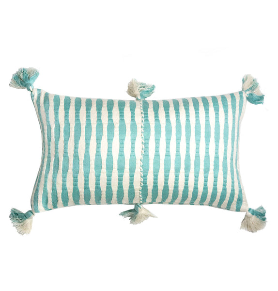 Antigua Pillow - Faded Aqua Striped