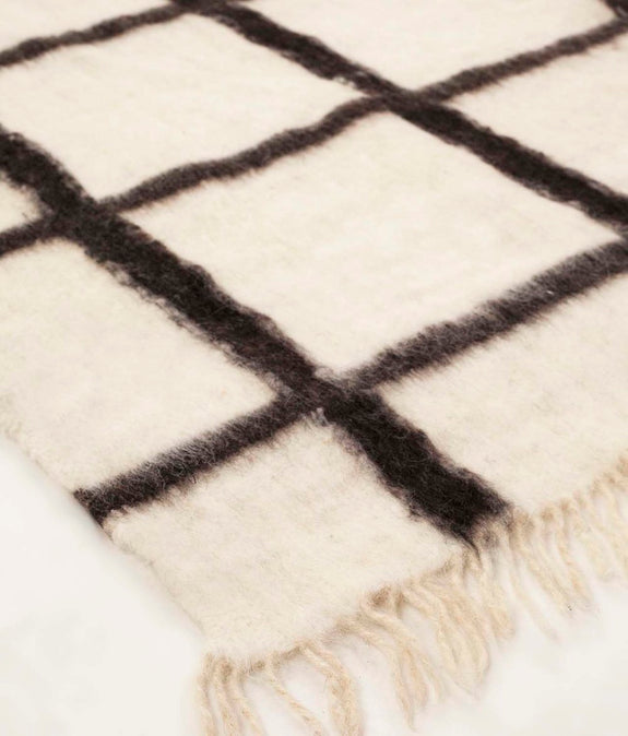 Backordered: Momos Grid Blanket- Natural White &amp; Black