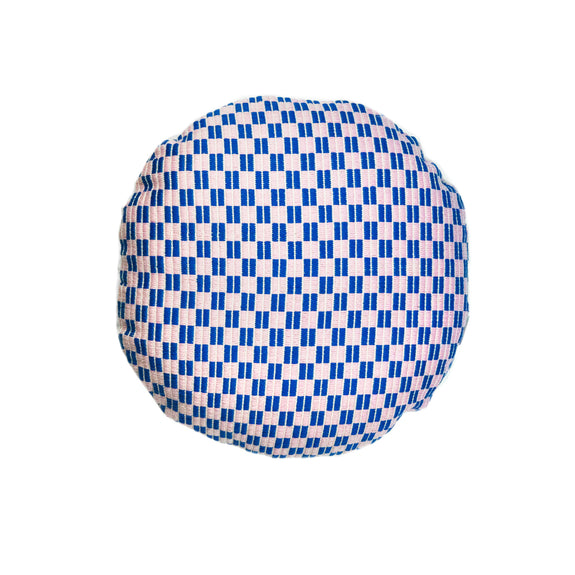 Checkered Blue and Pink Brocade Pillows