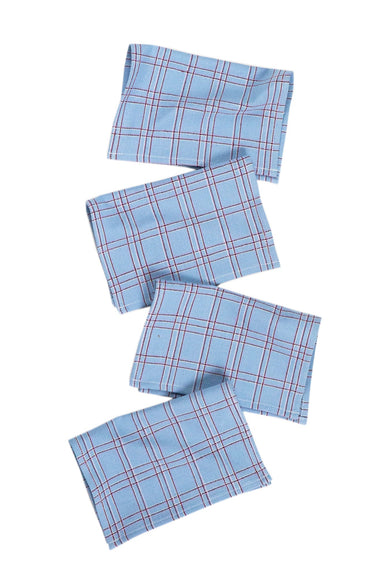 Chiapas Plaid Light Blue Cocktail Napkins Set of 4