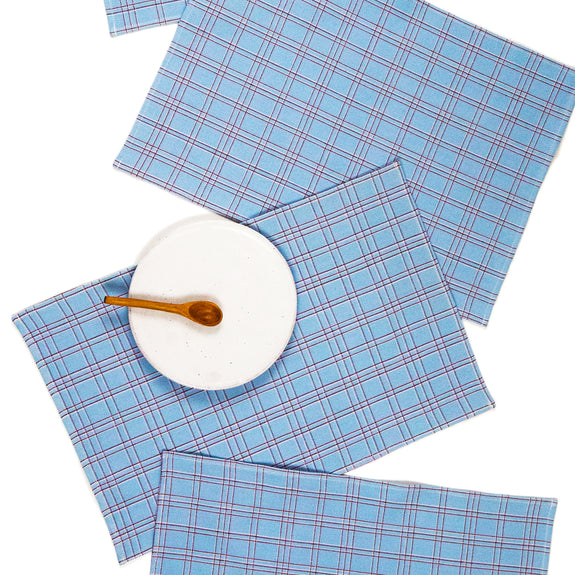 Chiapas Plaid Light Blue Placemat