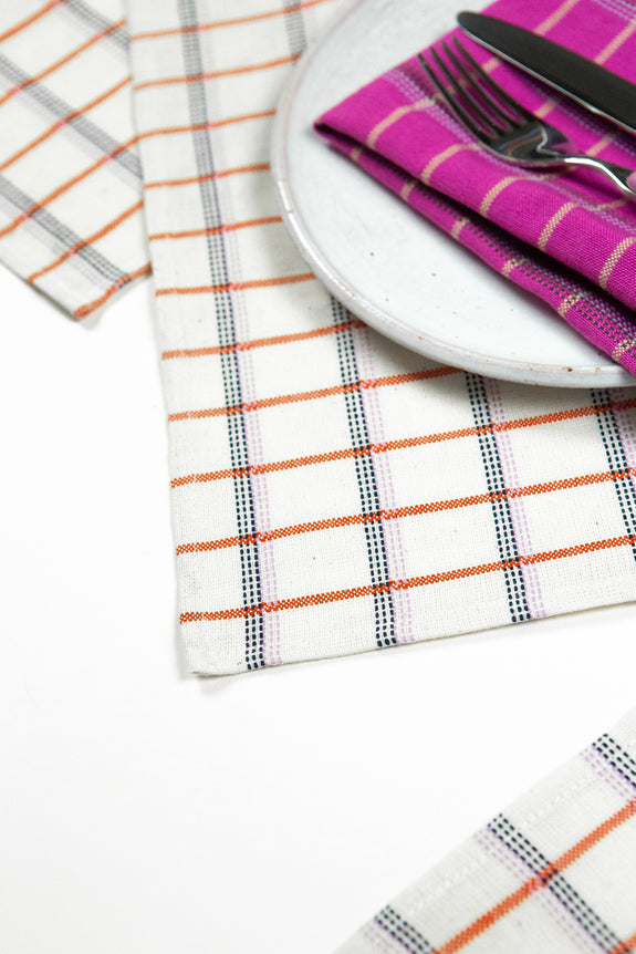 San Lucas Plaid White & Orange Placemat