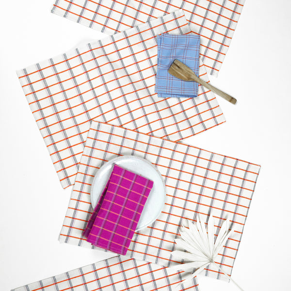 San Lucas Plaid White & Orange Placemat