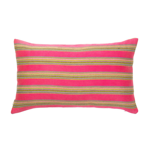 Zacualpa Magenta Striped Pillow 12"x20"