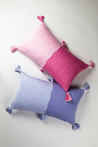 Antigua Pillow - Pink / Periwinkle Colorblocked