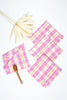 Backordered: Abigail Plaid Party Napkin in Bubblegum and Peach - Archive New York