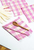 Backordered: Abigail Plaid Party Napkin in Bubblegum and Peach - Archive New York