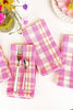 Abigail Plaid Dinner Napkin in Bubblegum - Archive New York