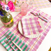 Backordered: Abigail Plaid Party Napkin in Bubblegum and Peach - Archive New York