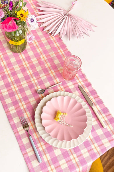 Abigail Plaid Runner in Bubblegum and Peach