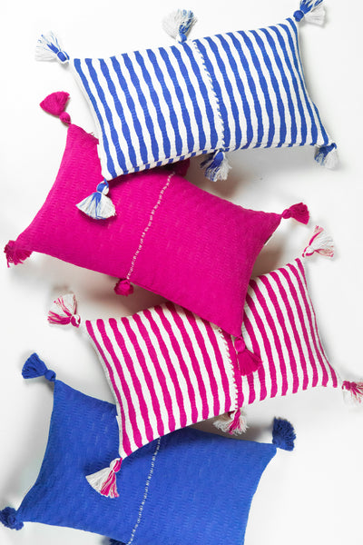 Antigua Pillow - Medium Blue / Fuchsia