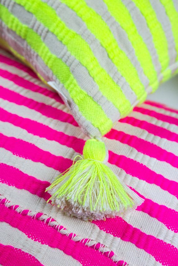 Antigua Pillow - Neon Pink and Yellow
