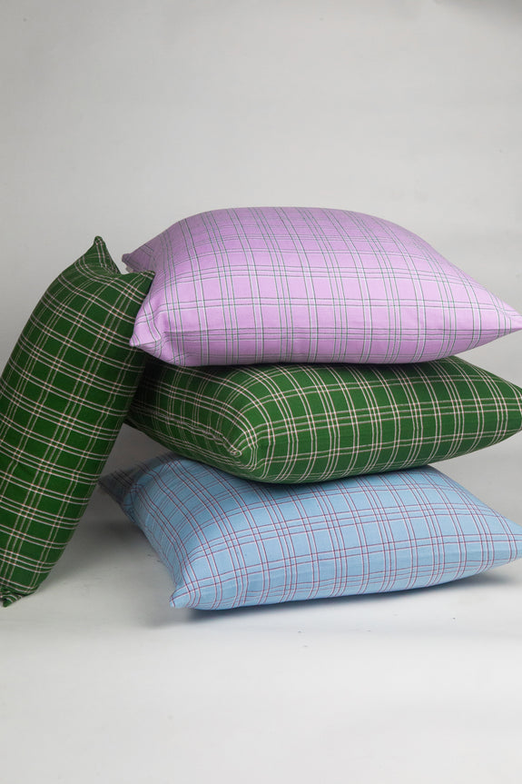 Chiapas Plaid Forest Green Pillow 12" x 20"