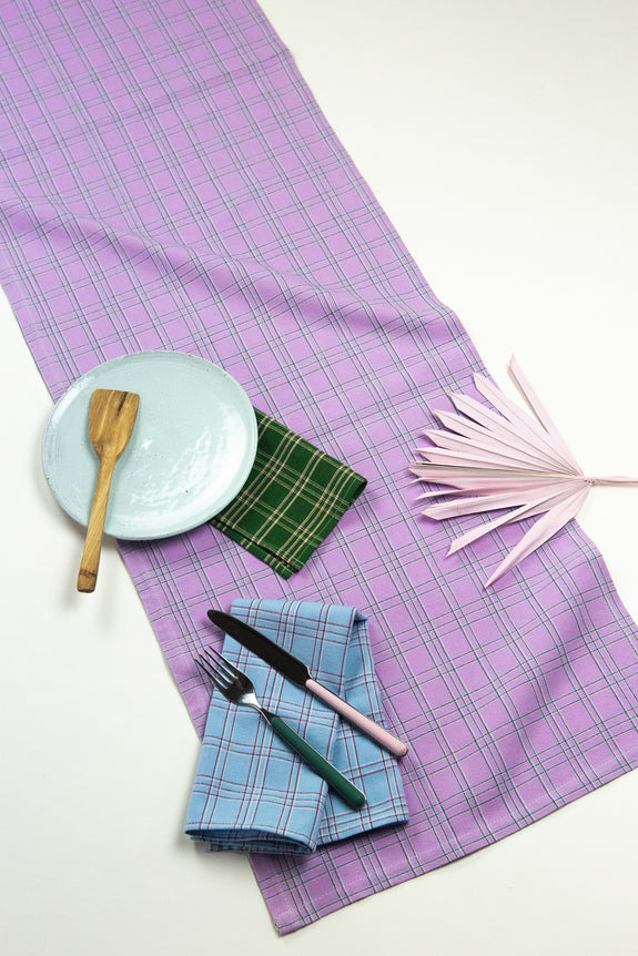 Chiapas Plaid Lilac Table Runner