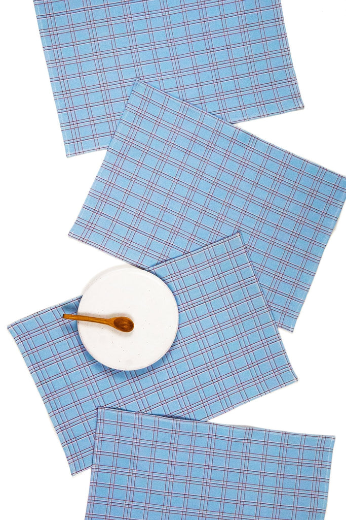 Chiapas Plaid Light Blue Placemat Set
