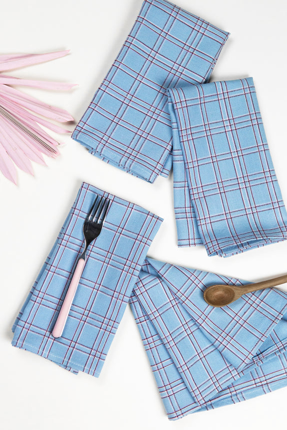Chiapas Plaid Light Blue Napkins