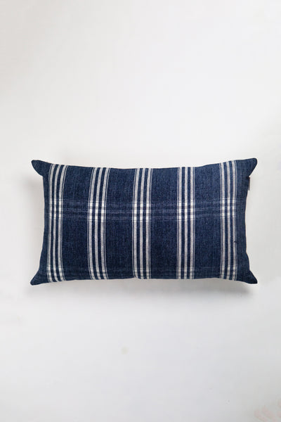 Vintage Indigo Denim Striped Pillow