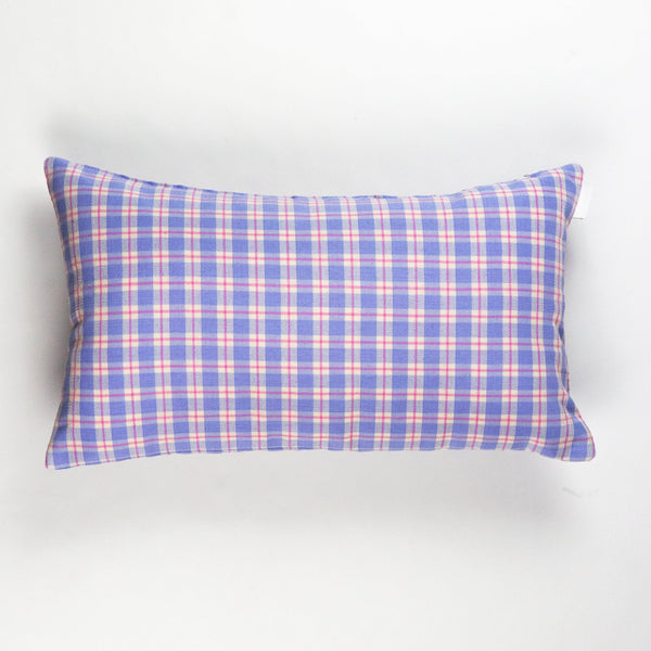 Sofia Plaid Rectangle Pillow in Periwinkle and Pink