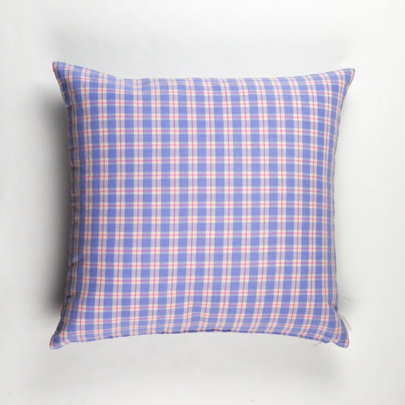 Sofia Plaid Square Pillow in Periwinkle and Pink