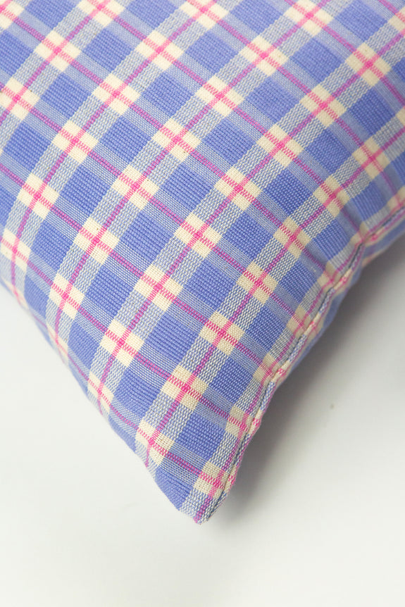 Sofia Plaid Square Pillow in Periwinkle and Pink