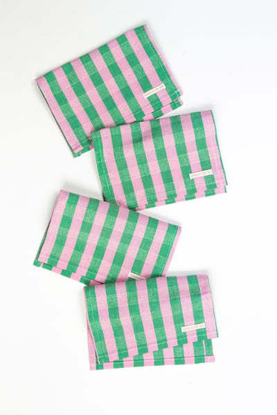 Flora Stripe Cocktail Napkins - Set of 4