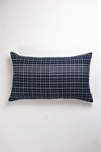 Vintage Indigo Denim Large Checkered Pillow