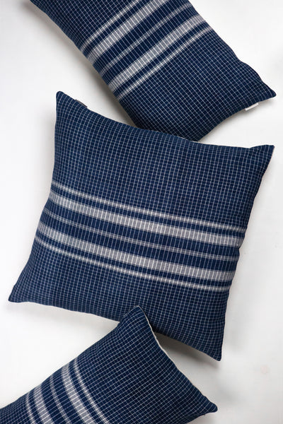 Vintage Indigo Denim Gingham Pillow