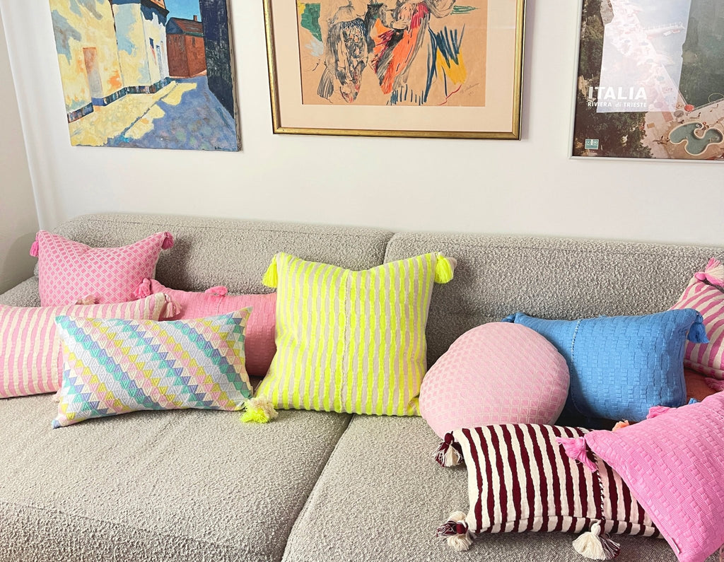 Antigua Pillow - Neon Pink and Yellow - Archive New York
