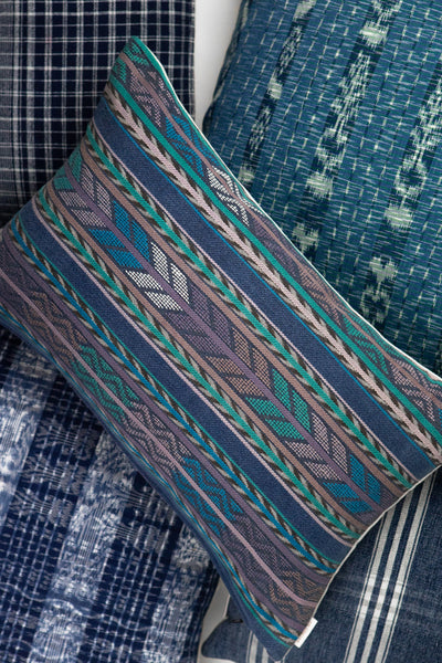 Vintage Zunil Blue Brocade Pillow