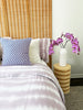 Checkered Blue and Pink Brocade Pillows - Archive New York