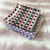 Checkered Blue and Pink Brocade Pillows - Archive New York