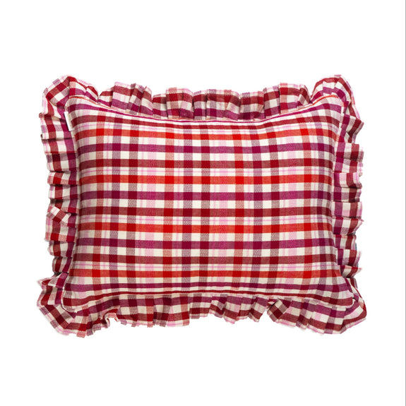 Noel Ruffle Plaid Pillow