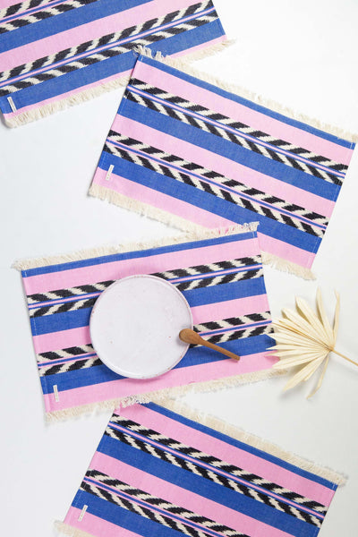 Palm Ikat Placemat in Blue & Pink