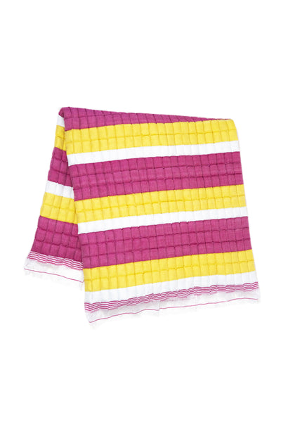 Quilted Sujani Throw Blanket - Yellow & Pink Stripe