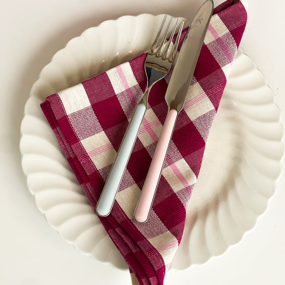 SOLD OUT! SAMPLE SALE 2025 - Individual Abigail Cranberry Plaid Napkin