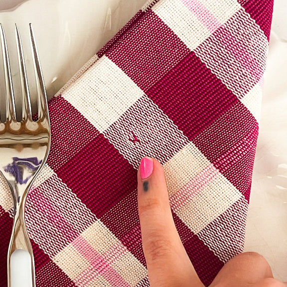 SOLD OUT! SAMPLE SALE 2025 - Individual Abigail Cranberry Plaid Napkin