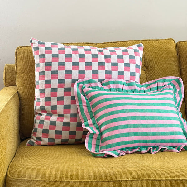 Flora Stripe Ruffle Pillow