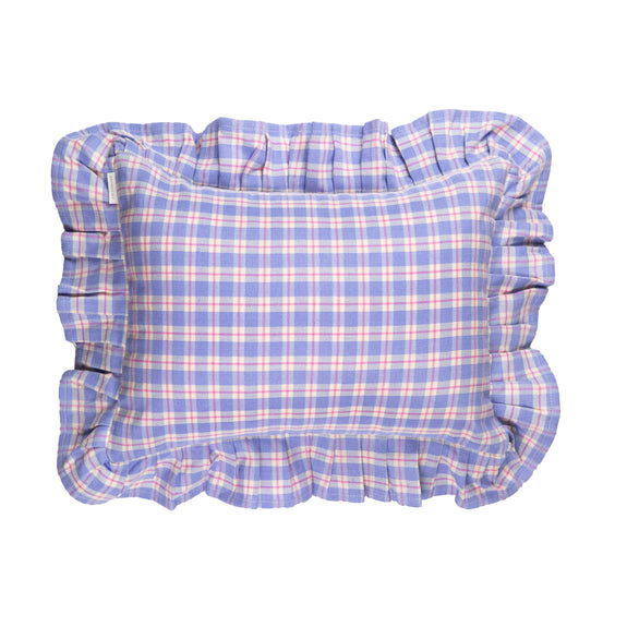 Sofia Plaid Ruffle Pillow in Periwinkle