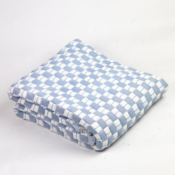 Quilted Suzani Throw Blanket - Soft Blue Grey