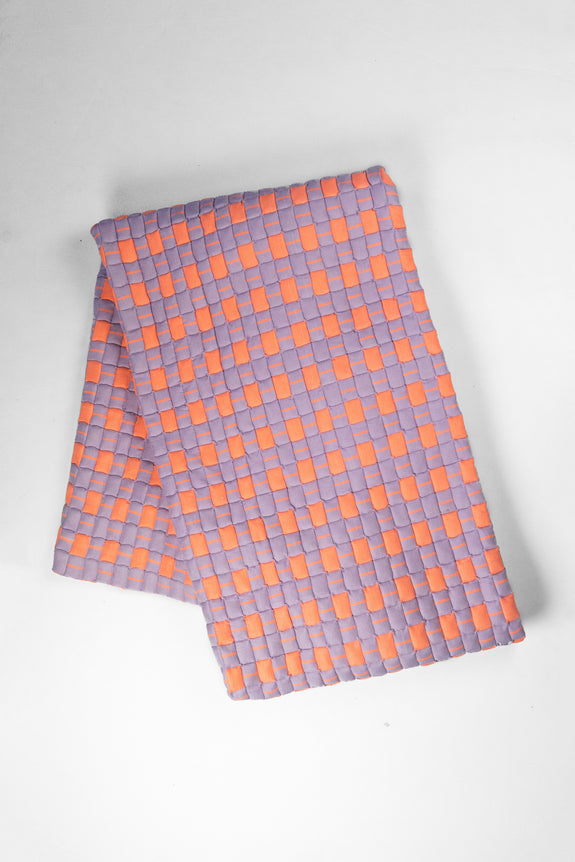 Quilted Sujani Throw Blanket - Lilac and Orange